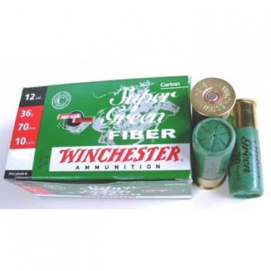 WINCHESTER SUPER GREEN FIBER 36gr C12/70 No7, ΧΑΡΤΙΝΟΣ ΚΑΛΥΚΑΣ, ΜΑΛΛΙΝΗ ΤΑΠΑ (10τεμ.)